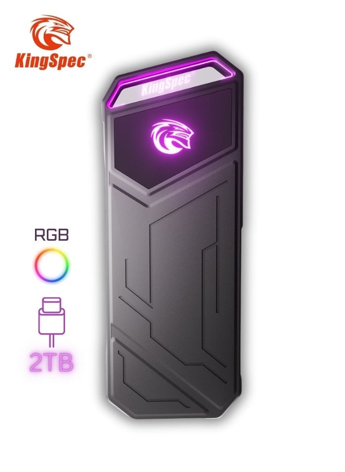 كينجس بيك Z5 2 تيرابايت SSD خارجي محمول مع ضوء RGB - ما يصل إلى 2100 ميجابايت/ثانية، حافظة من سبائك الزنك، واجهة USB 3.2 Gen2x2، محركات الأقراص الصلبة ذات الحالة الصلبة القصوى، متوافقة مع الهاتف المحمول/PS5/الكمبيوتر المحمول/التلفزيون/الكمبيوتر الشخصي  - Image 1