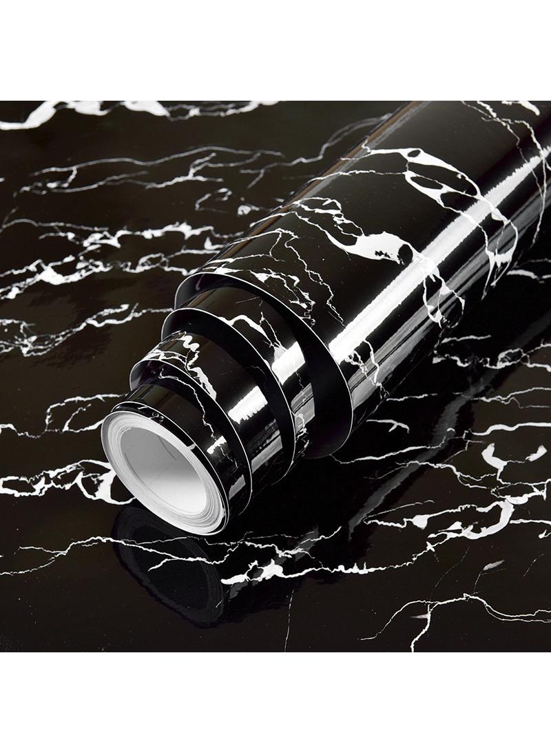 Bluejw Marbling Paper 40X500cm Self-Adhesive Wallpaper Waterproof Gloss Pvc Vinyl Oil Proof Granite Paper For Furniture Cover Surface Countertop Kitchen Shelf Liner - Image 1