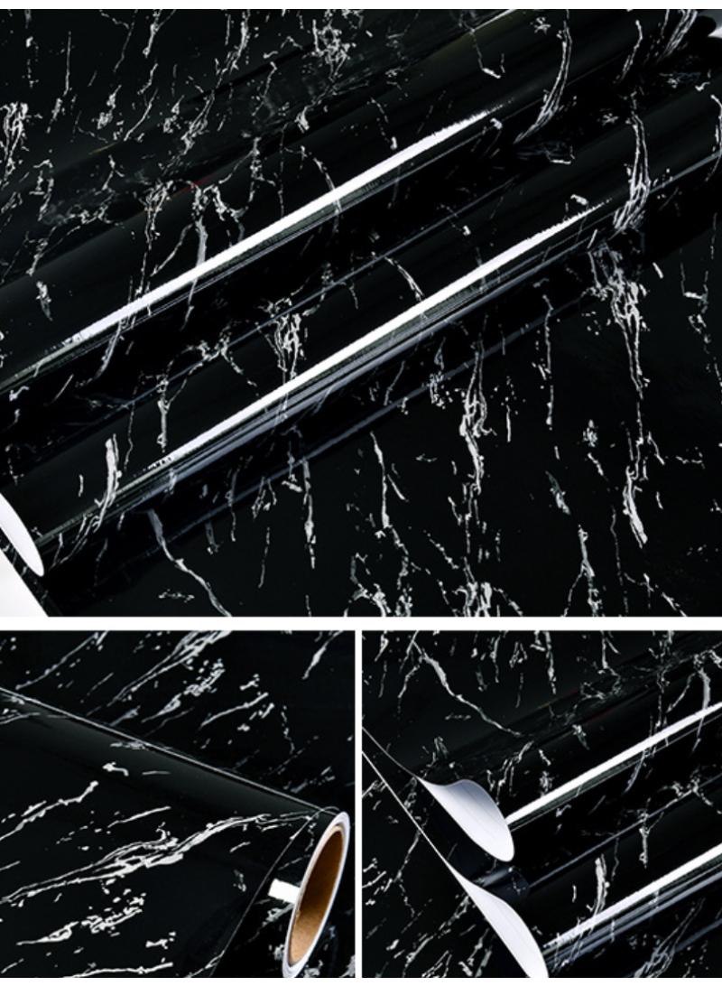 Bluejw Marbling Paper 40X500cm Self-Adhesive Wallpaper Waterproof Gloss Pvc Vinyl Oil Proof Granite Paper For Furniture Cover Surface Countertop Kitchen Shelf Liner - Image 2