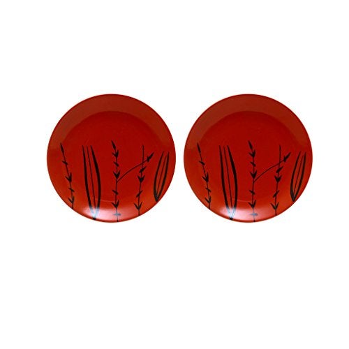 Caffeine Ceramic Handmade red Bamboo Quarter Plate 7”(Set of 2) - Image 3