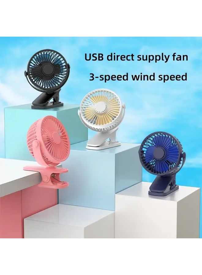 مروحة مكتبية صغيرة سوداء 4 بوصة مع منفذ USB، عالية السرعة، صامتة، محمولة - Image 1