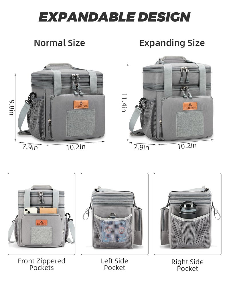 HSHRISH Expandable Large Tactical Lunch Box for Adults, Durable Insulated Lunch Bag with Lots of Storage Space, Cooler Bag for Men Women Work Outdoor Picnic Trips, 24 Cans/16 L, HSHRISH - Image 2