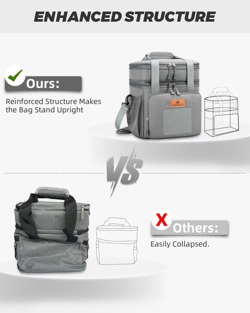 HSHRISH Expandable Large Tactical Lunch Box for Adults, Durable Insulated Lunch Bag with Lots of Storage Space, Cooler Bag for Men Women Work Outdoor Picnic Trips, 24 Cans/16 L, HSHRISH - Image 4