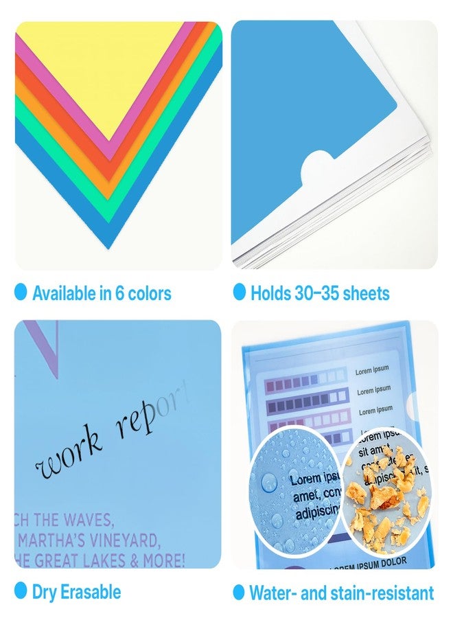 OWLKELA 12 Pack Clear Plastic Folders, Acid-Free Poly Transparent Project Sleeves for Letter Size 8.5x11 inch, 6 Assorted Colors - Image 4
