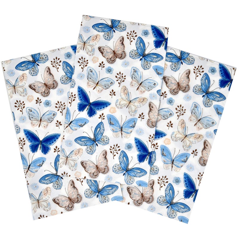 Gift Boutique 100 Vintage Butterfly Guest Napkins 3 Ply Disposable Paper Pack Spring Butterflies & Flowers Dinner Hand Napkin for Bathroom Wedding Birthday Party Bridal & Baby Shower Decorative Towels - Image 4