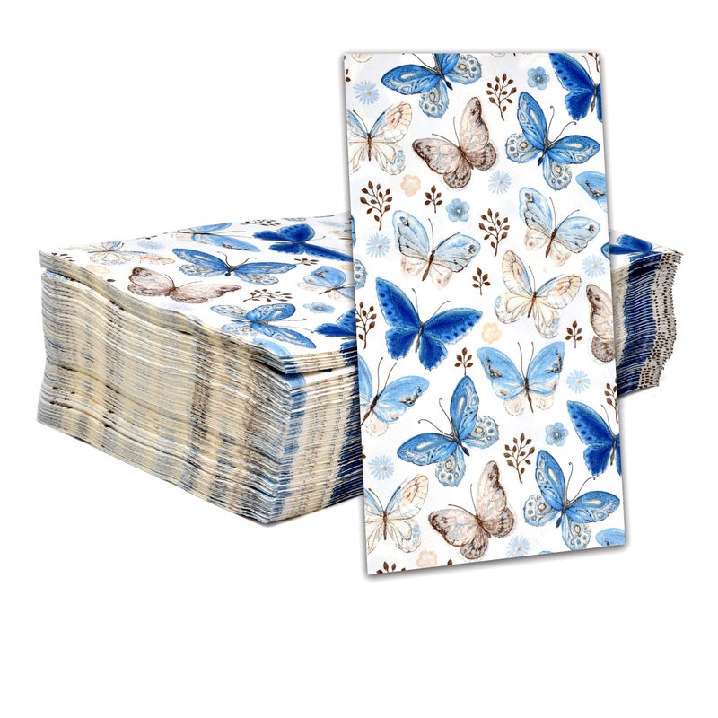 Gift Boutique 100 Vintage Butterfly Guest Napkins 3 Ply Disposable Paper Pack Spring Butterflies & Flowers Dinner Hand Napkin for Bathroom Wedding Birthday Party Bridal & Baby Shower Decorative Towels - Image 2