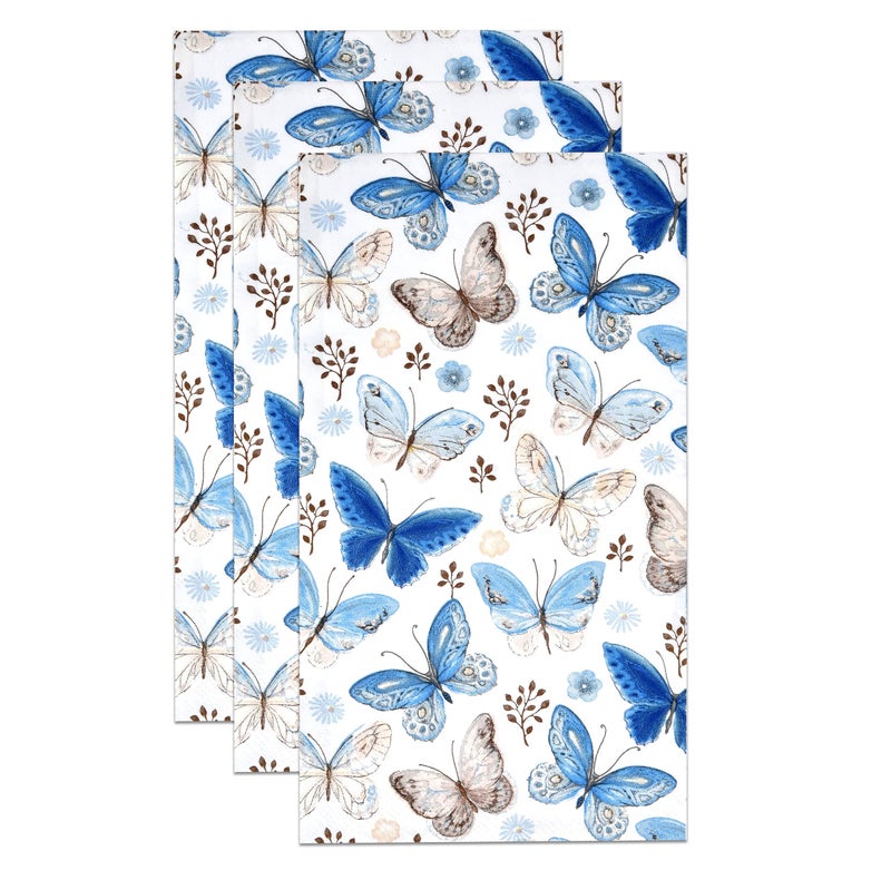 Gift Boutique 100 Vintage Butterfly Guest Napkins 3 Ply Disposable Paper Pack Spring Butterflies & Flowers Dinner Hand Napkin for Bathroom Wedding Birthday Party Bridal & Baby Shower Decorative Towels - Image 3