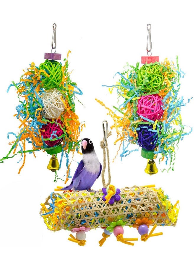 3 Pack Bird Shredder Toys Small Parrot Chewing Toys Parrot Cage Foraging Hanging Toy for Small Bird Parakeets Parrotlets Lovebirds Cockatiels - Image 1