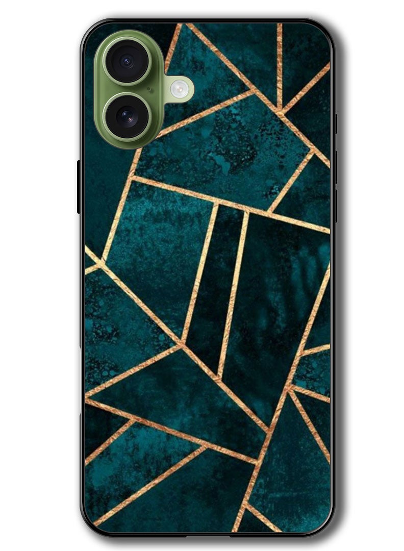 Theodor Case Compatible with Apple iPhone 17 6.3 Inch Protection Shockproof Bumper Cover Green Geometrical - Image 1