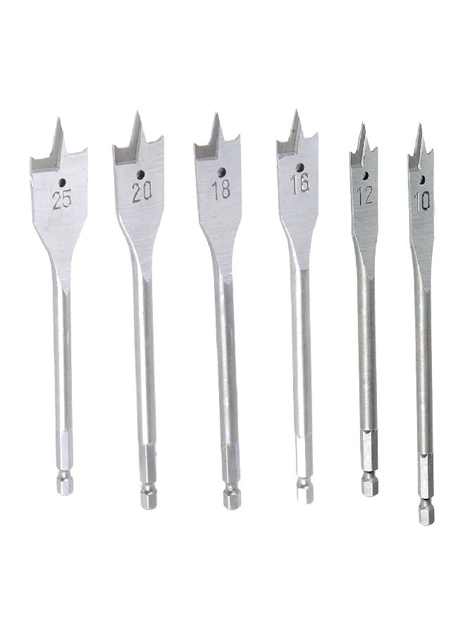 Tactix 6-Piece Break-Resistant Durable Flat Wood Drill Set Grey 25 x 152 mm 411647  - Image 2