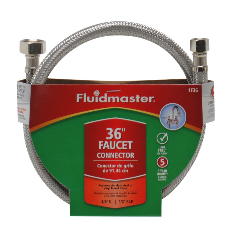 Fluidmaster 1F36 Faucet Connector, Braided Stainless Steel - 3/8 Female Compression Thread x 1/2 F.I.P. Thread, 3 Ft. (36-Inch) Length - Image 4