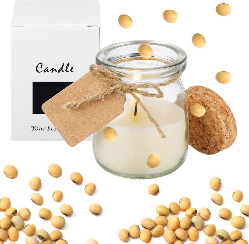 Mtlee MTLEE 50 Pcs Jars Candle for Guests Wedding Candle Gift Natural Wax Candles with DIY Tag Cards for Bridesmaid Groomsman Baby Shower Party Favors Home Supply Decor (Soybean)