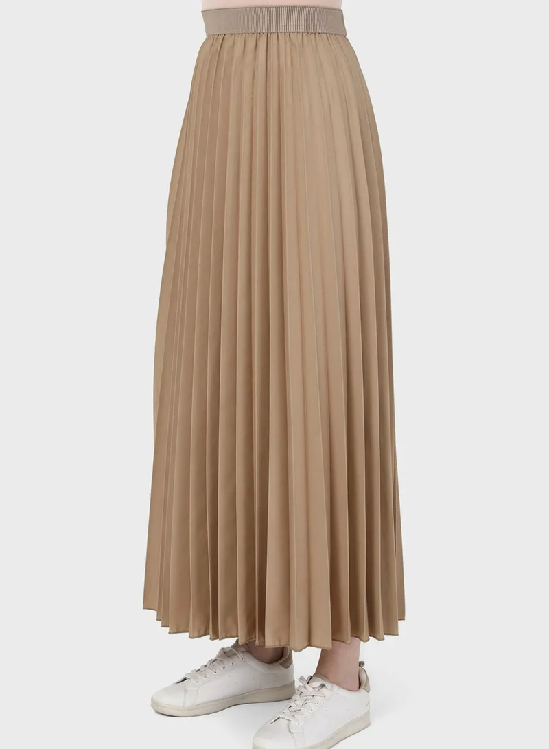 Refka by modanisa Pleated High Waist Skirt