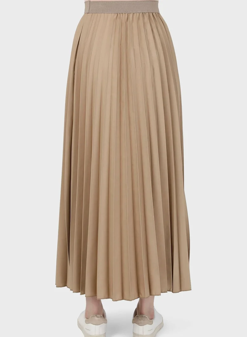Refka by modanisa Pleated High Waist Skirt