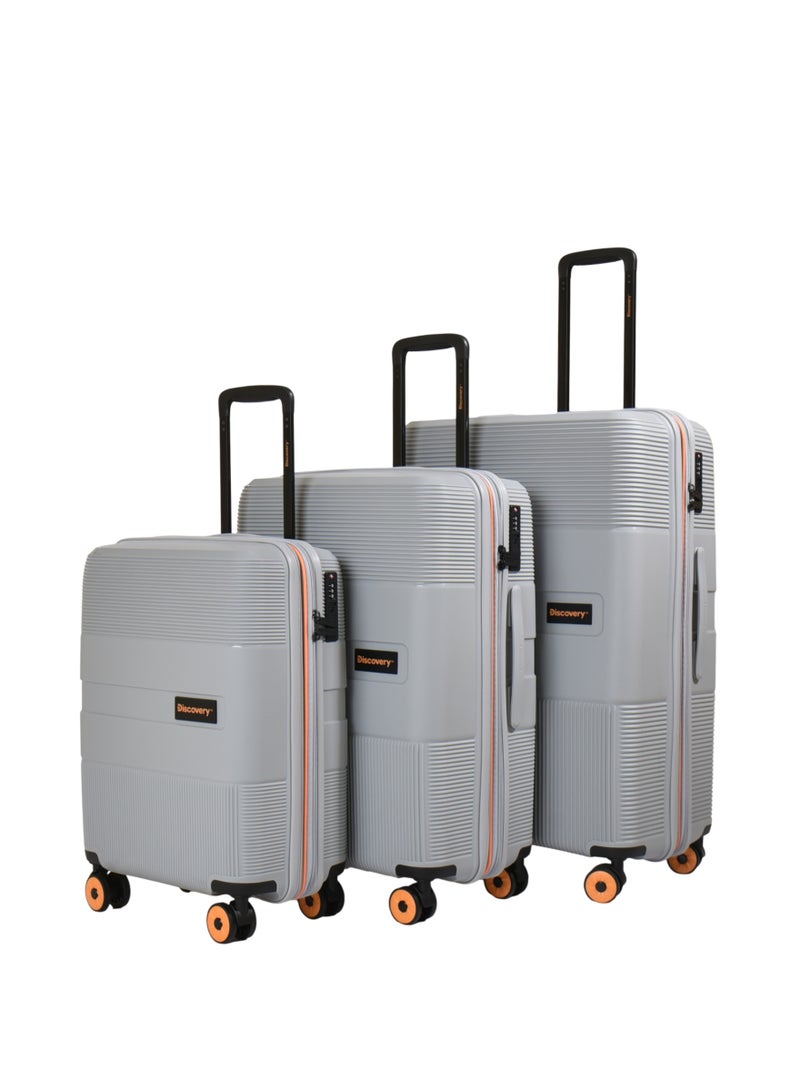 Discovery PP Trolley 3 Piece Luggage Set DL02H0.01-3P Expandable Hard Shell Suitcase Set with TSA Lock & 4 Double Spinner Wheels - Image 1