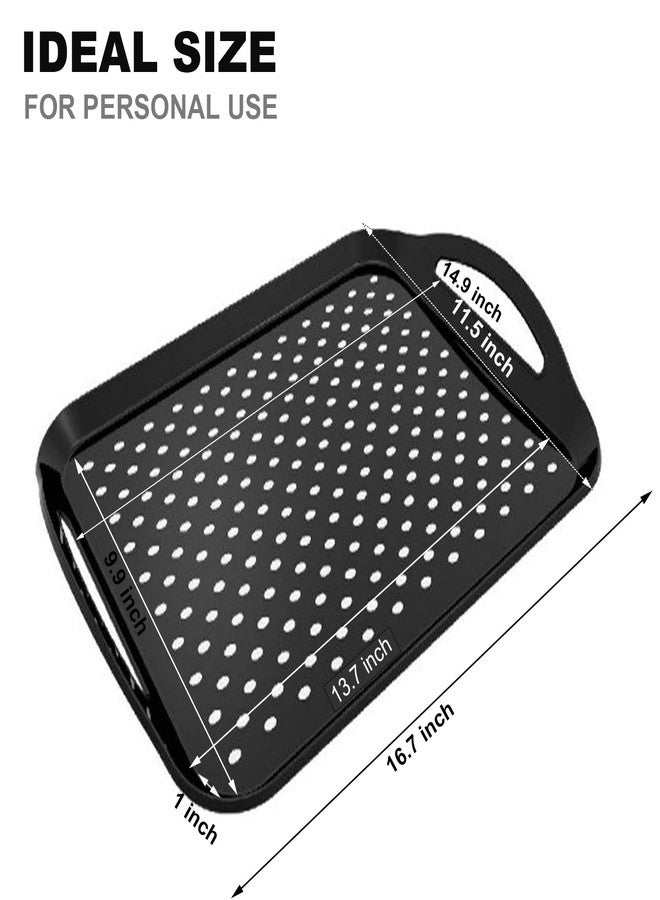 ECOIOU Non Slip Food Serving Tray with Handles, 2-Pack Rectangle Anti-Slip Non-Toxic Dishwasher Safe Tray for Snack Fruit Dessert Breakfast Drink,Black - Image 3