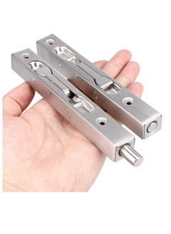 KASTWAVE 6 Inch Door Bolts, Stainless Steel Concealed Security French Door Locks with Hardwares, Metal Flush Latch Bolts for Composite Wood Double Dummy Door, 2 Pcs  - Image 4