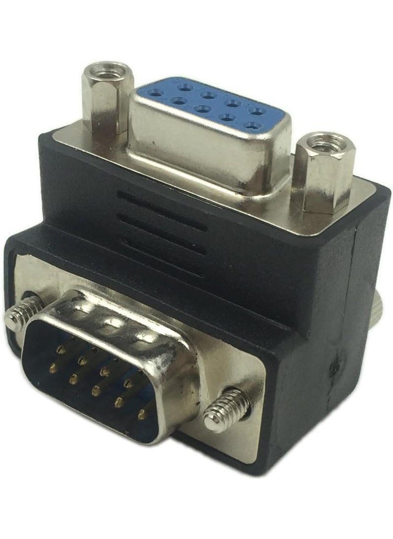 CERRXIAN CERRXIAN 90 Degree DB9 9 Pin RS 232 Male to Female Serial Gender Changer Extension Cable Converter Adapter Coupler  - Image 1