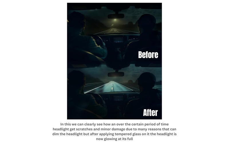 10H2 Self Adhesive Car Headlight Tempered Glass | Headlight Protector | Scratch Resistant | DIY | UV Protection | Weather-Resistant | Gloss Finish |Compatible with Tata New/Old Cars (Safari 1st Gen) - Image 3