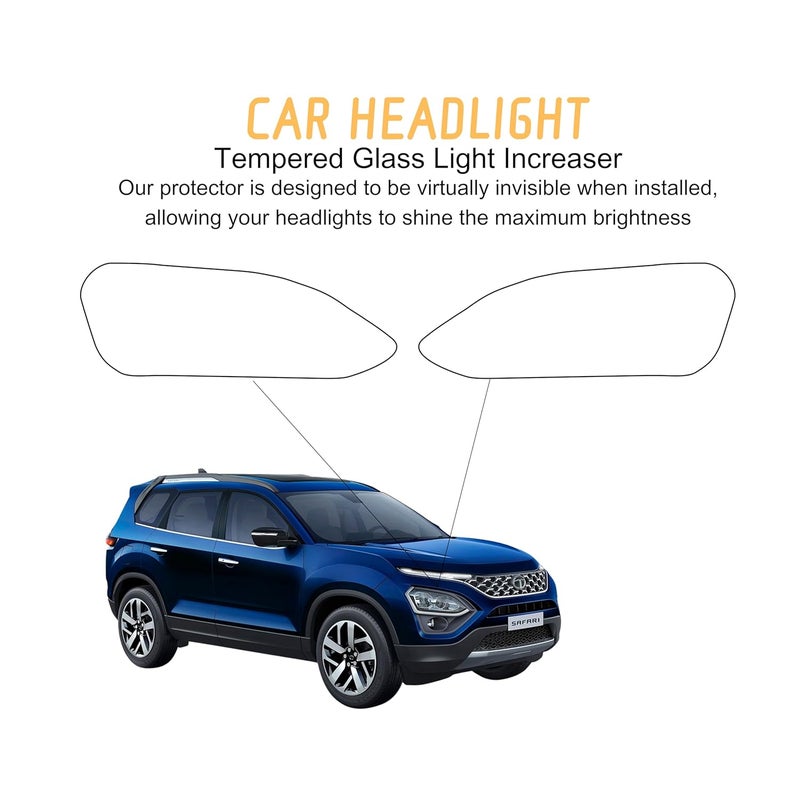 10H2 Self Adhesive Car Headlight Tempered Glass | Headlight Protector | Scratch Resistant | DIY | UV Protection | Weather-Resistant | Gloss Finish |Compatible with Tata New/Old Cars (Safari 1st Gen) - Image 2