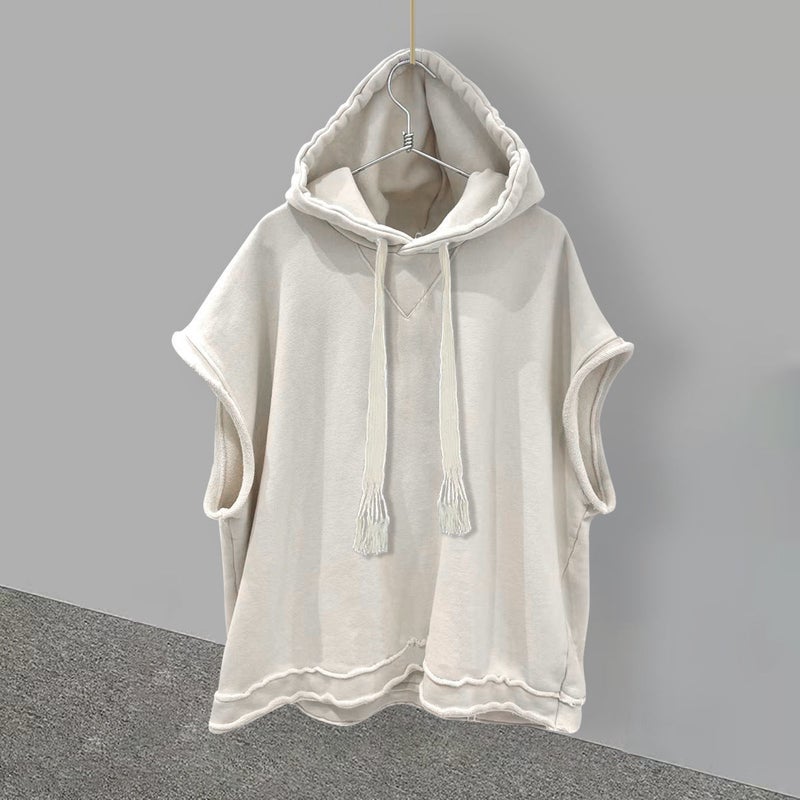 Solid Color Hooded Sleeveless T-Shirt Mens Autumn Fashion Brand Ins Korean Style Fashionable All-match Handsome Waistcoat Casual Loose Vest Black - Image 2