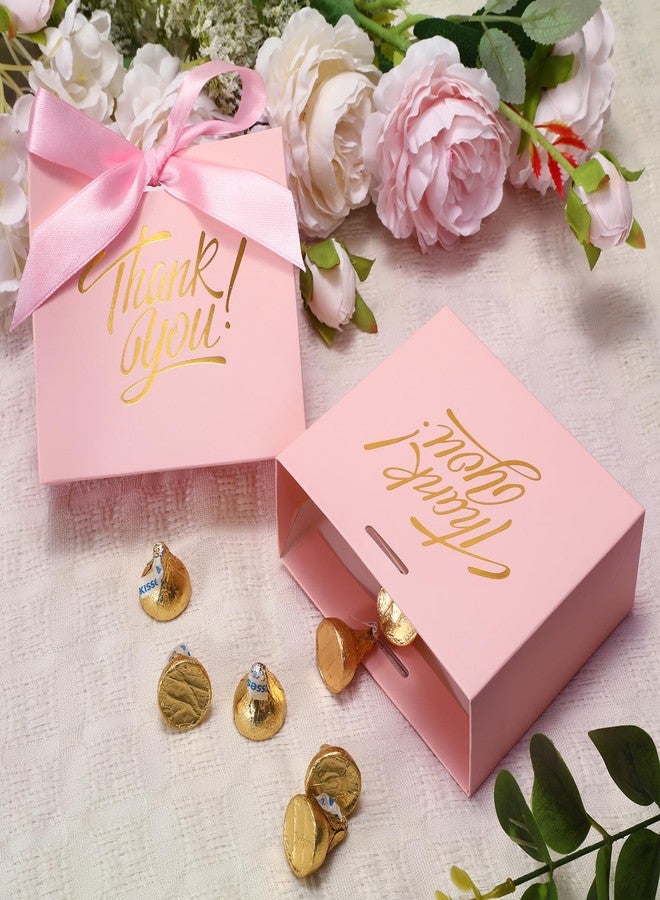 DOYIDE 30 Pack Small Thank You Gift Bags, 4.5x1.8x3.9in Party Favor Bags with Bow Ribbon, Mini Paper Gift Bag with Gold Foil Printed, Pink Treat Boxes for Birthday Wedding Bridal Baby Shower - Image 2