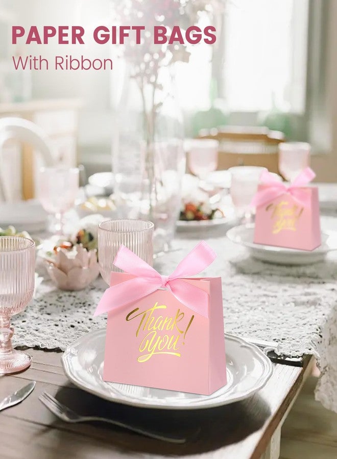 DOYIDE 30 Pack Small Thank You Gift Bags, 4.5x1.8x3.9in Party Favor Bags with Bow Ribbon, Mini Paper Gift Bag with Gold Foil Printed, Pink Treat Boxes for Birthday Wedding Bridal Baby Shower - Image 5