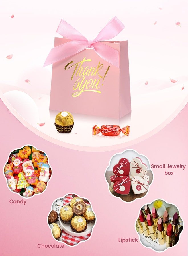 DOYIDE 30 Pack Small Thank You Gift Bags, 4.5x1.8x3.9in Party Favor Bags with Bow Ribbon, Mini Paper Gift Bag with Gold Foil Printed, Pink Treat Boxes for Birthday Wedding Bridal Baby Shower - Image 4