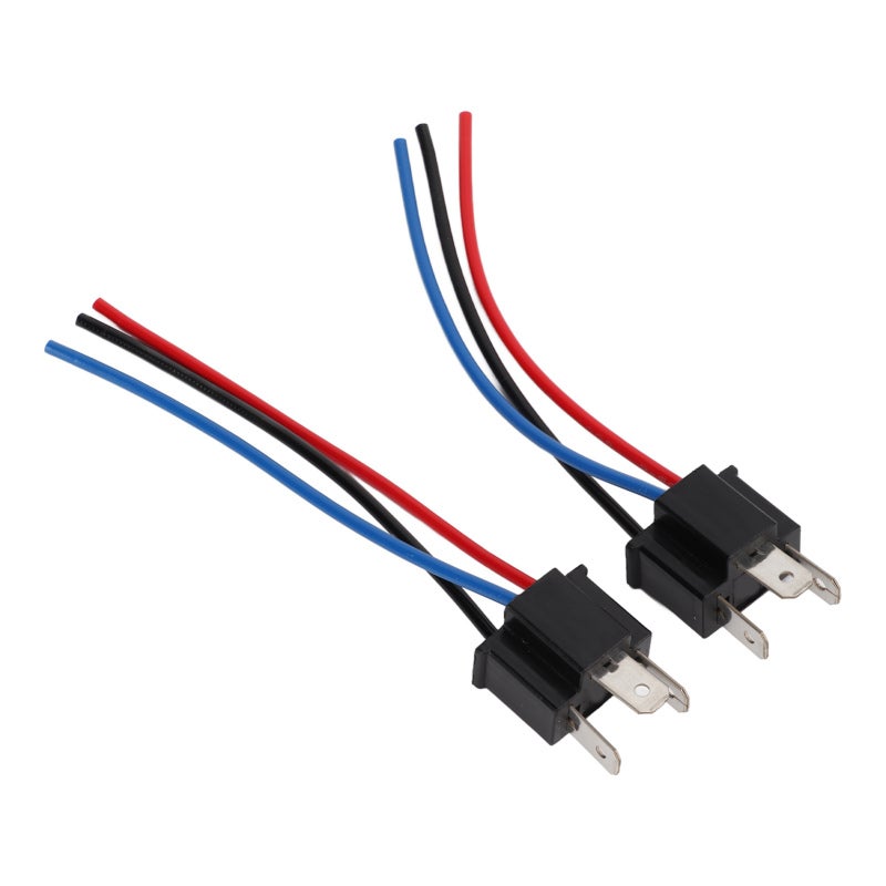 H4 Male Holder Line: 2 Pack, 12V-24V, High Temperature Resistant ABS + Copper - Easy Pre-Wired Installation, 3 Pin Socket for Automobiles, Trailers, Industrial Equipment & More - Image 1