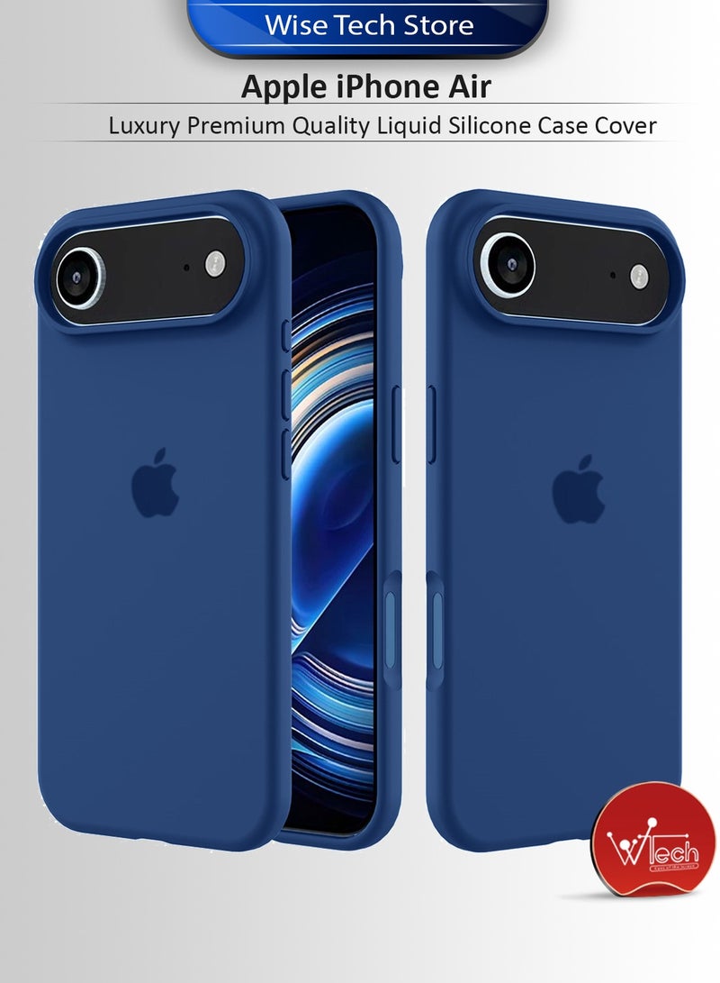 Wtech Apple iPhone Air 5G 2025 Luxury Premium Quality Liquid Silicone Case Cover (MCRPSN) - Steel Blue - Image 1