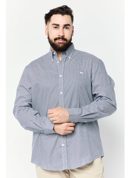 Men Narrow Fit Allover Print Long Sleeves Casual Shirt, Dark Navy