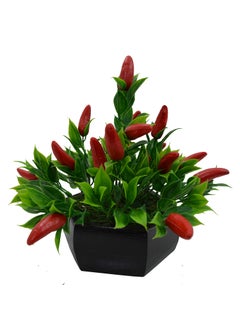 fancymart Fancy Mart Artificial Chili Fruit Bonsai with Wood Pot Multicolor 1 Piece 