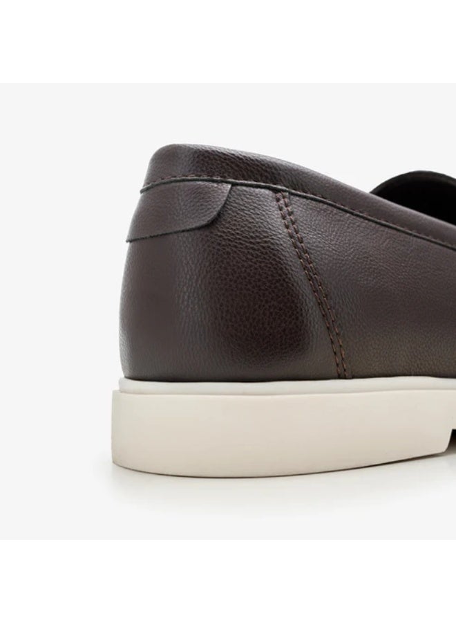 NDURE Men's Slip-On Loafers, Leather, White Sole, Casual Style - Image 4