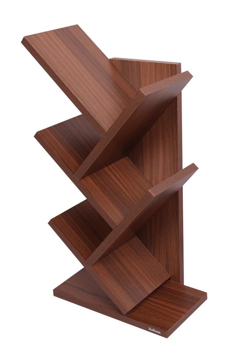 Madhuran Engineering Wood Studio Shelf Bookcase Space Saving Holder Books Office Desk Organizer (Matte, Classic Walnut) - Image 5