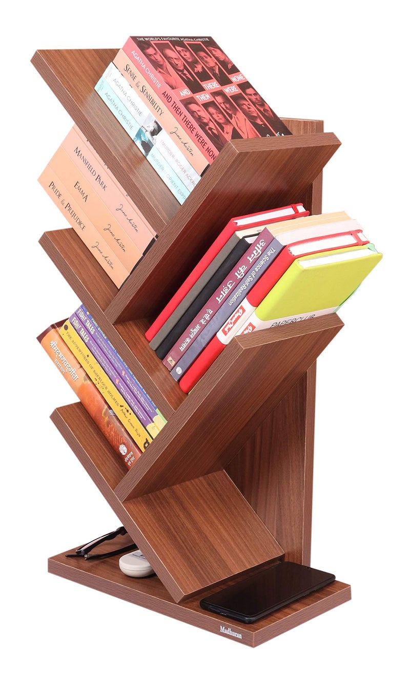 Madhuran Engineering Wood Studio Shelf Bookcase Space Saving Holder Books Office Desk Organizer (Matte, Classic Walnut) - Image 2