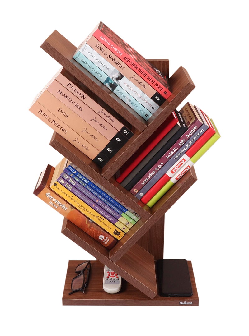 Madhuran Engineering Wood Studio Shelf Bookcase Space Saving Holder Books Office Desk Organizer (Matte, Classic Walnut) - Image 1