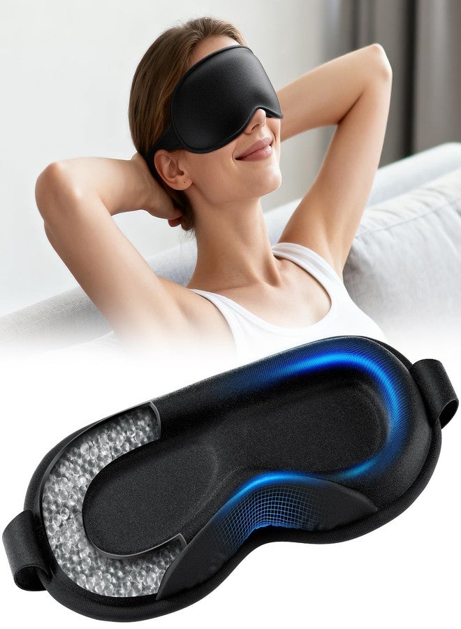 Azang Weighted Eye Mask for Sleeping - Sleep Mask for Women & Men, Blackout 3D Contoured Sleeping Mask for Side Sleeper, Zero Pressure Soft Night Eye Cover with Adjustable Strap for Travel, Black - Image 1