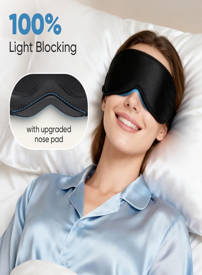 Azang Weighted Eye Mask for Sleeping - Sleep Mask for Women & Men, Blackout 3D Contoured Sleeping Mask for Side Sleeper, Zero Pressure Soft Night Eye Cover with Adjustable Strap for Travel, Black - Image 2