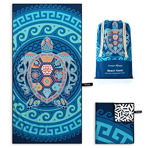 OCOOPA Microfiber Beach Towel Fast Drying Extra Large 63 x 31 Sand Free Beach Towel Super Lightweight Towels for Swimming Pool Camping Picnic Yoga Gym Sports