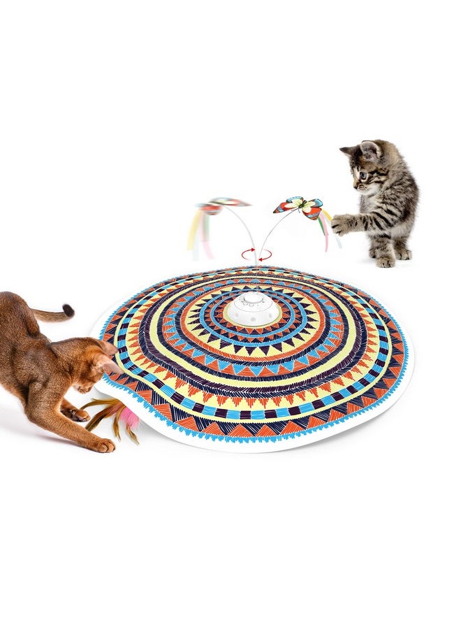 Potaroma Potaroma Cat Toys Chargeable, 3in1 Hide and Seek, Automatic Interactive Toy, Fluttering Butterfly, Moving Feather, Kitten Wand Toy, Indoor Exercise Kicker 22.8 Inches Cover for All Breeds  - Image 1