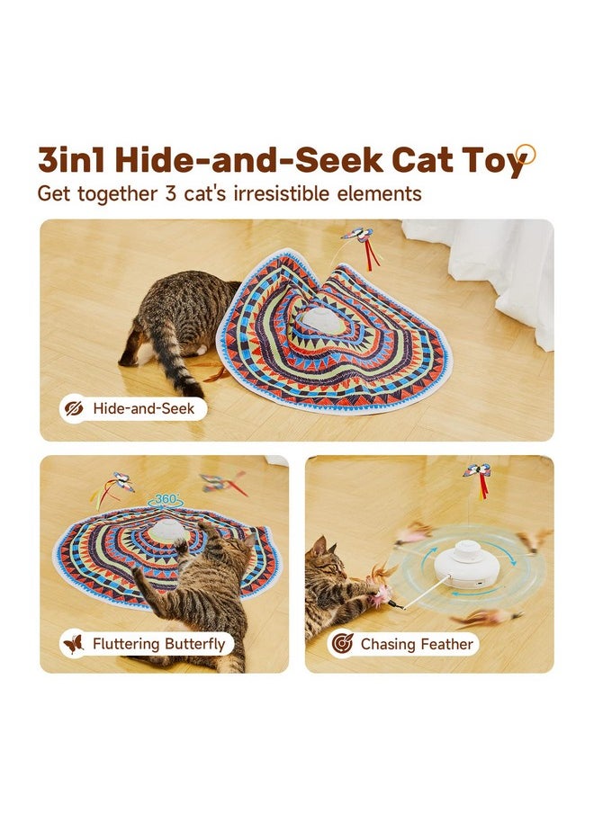 Potaroma Potaroma Cat Toys Chargeable, 3in1 Hide and Seek, Automatic Interactive Toy, Fluttering Butterfly, Moving Feather, Kitten Wand Toy, Indoor Exercise Kicker 22.8 Inches Cover for All Breeds  - Image 2