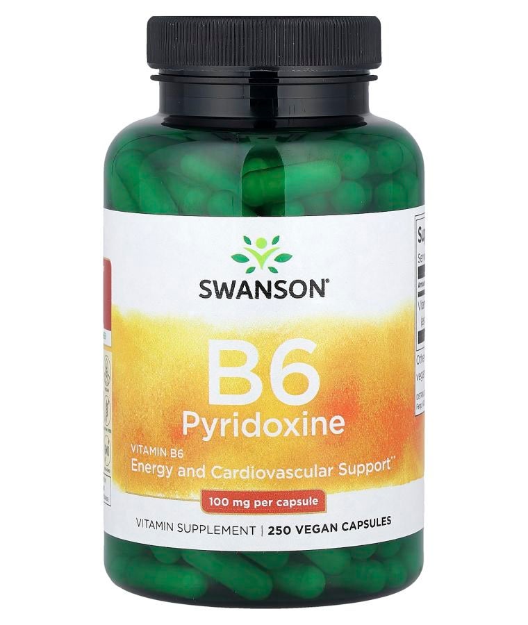 SWANSON فيتامين ب6 بيريدوكسين 100 ملغ 250 كبسولة نباتية