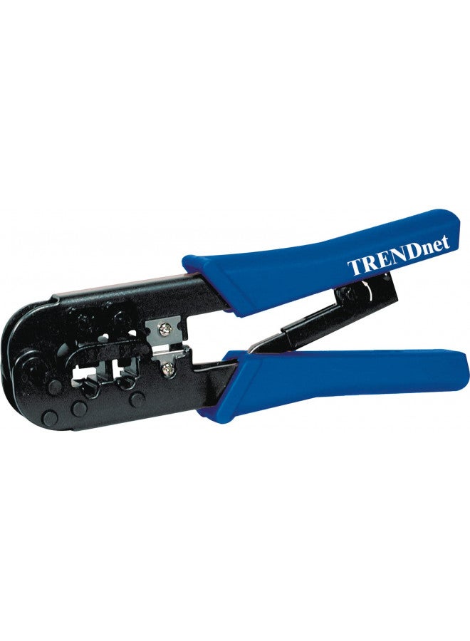 TRENDnet Crimping Tool, Crimp, Cut, And Strip Tool, For Any Ethernet or Telephone Cable, Built-In Cutter And Stripper, 8P-RJ-45 And 6P-RJ-12, RJ-11, All Steel Construction, Black, TC-CT68 - Image 1