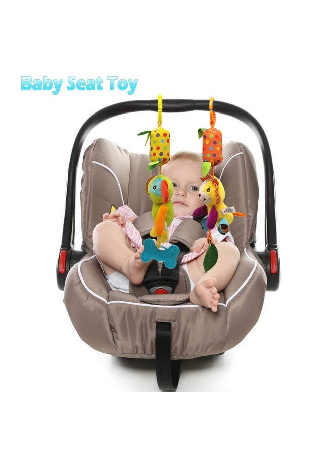 Bloobloomax Baby Soft Hanging Rattle, Car Seat Stroller Toys with Plush Animal C-Clip Ring for Infant Babies Boys and Girls 3 6 9 to 12 Months (12PCS-A) - Image 4