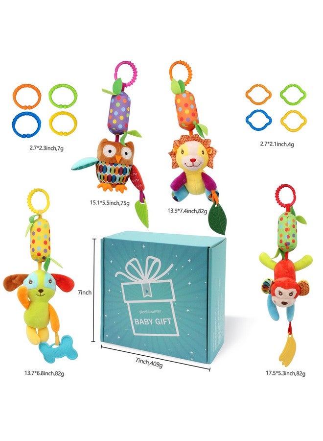 Bloobloomax Baby Soft Hanging Rattle, Car Seat Stroller Toys with Plush Animal C-Clip Ring for Infant Babies Boys and Girls 3 6 9 to 12 Months (12PCS-A) - Image 5