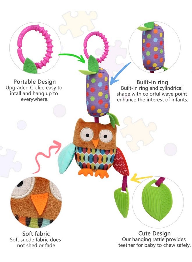 Bloobloomax Baby Soft Hanging Rattle, Car Seat Stroller Toys with Plush Animal C-Clip Ring for Infant Babies Boys and Girls 3 6 9 to 12 Months (12PCS-A) - Image 3