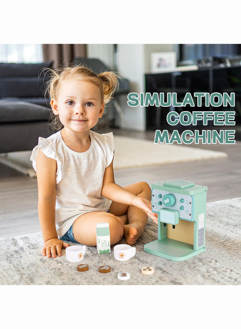 Reobrix Children's Wooden Coffee Machine, Play Kitchen Accessories, Children's Kitchen Coffee Service Playset, Educational Wooden Toy, Kitchen Accessories, Role Play Gifts for Toddlers, Boys, Girls - Image 3