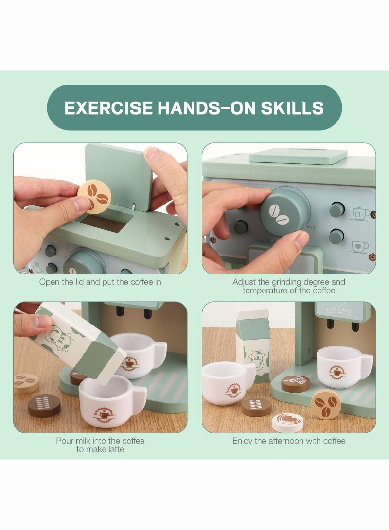 Reobrix Children's Wooden Coffee Machine, Play Kitchen Accessories, Children's Kitchen Coffee Service Playset, Educational Wooden Toy, Kitchen Accessories, Role Play Gifts for Toddlers, Boys, Girls - Image 4