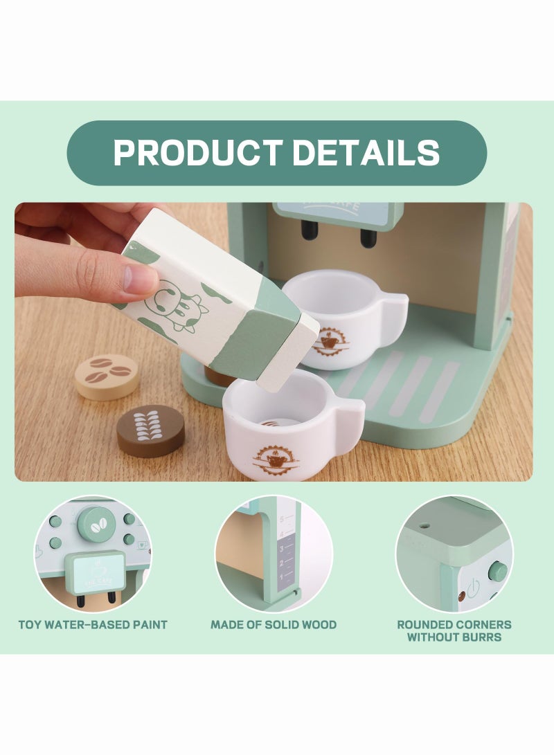 Reobrix Children's Wooden Coffee Machine, Play Kitchen Accessories, Children's Kitchen Coffee Service Playset, Educational Wooden Toy, Kitchen Accessories, Role Play Gifts for Toddlers, Boys, Girls - Image 5