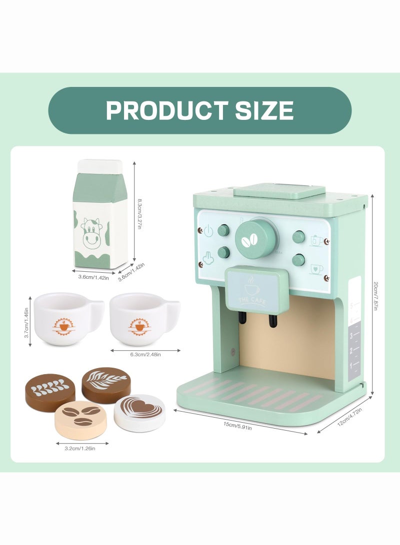 Reobrix Children's Wooden Coffee Machine, Play Kitchen Accessories, Children's Kitchen Coffee Service Playset, Educational Wooden Toy, Kitchen Accessories, Role Play Gifts for Toddlers, Boys, Girls - Image 2